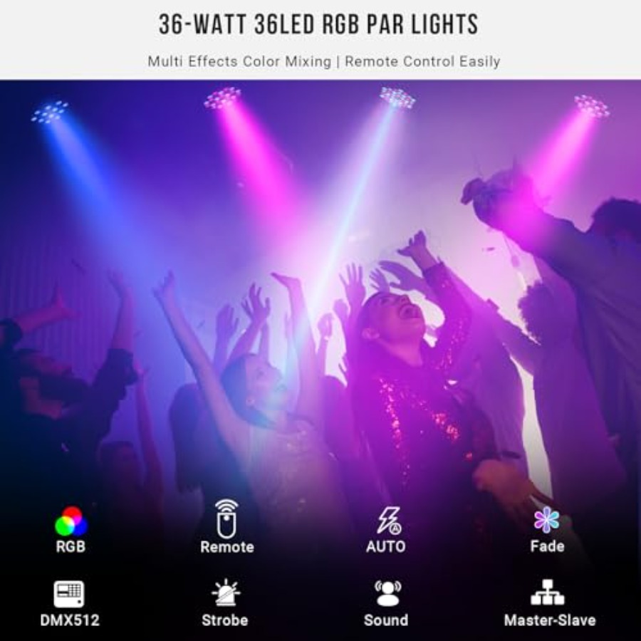 RGB:36W LED Par Sound Activate - đánh giá và giá Event Party Dj