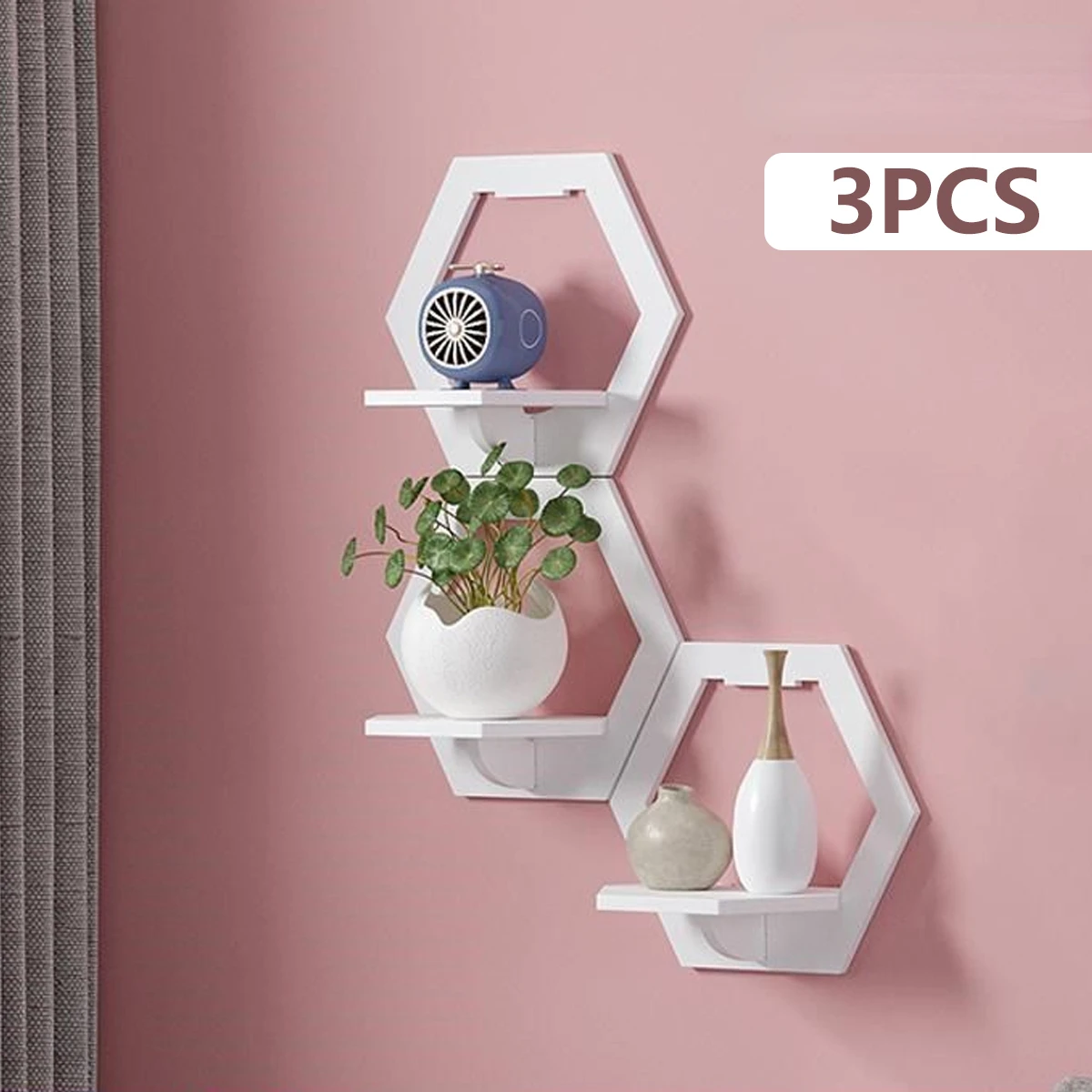 3Pcs Hexagon Wall Shelf Punch  - đánh giá và giá Flower Wall Panel