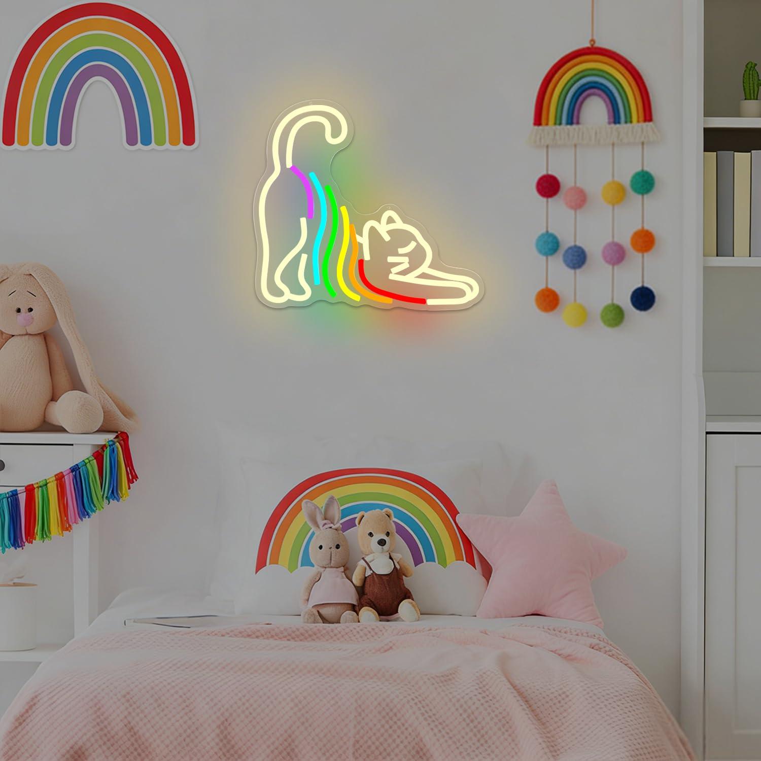 Rainbow Stretching Cat Neon Si - đánh giá và giá Neon Sign Party
