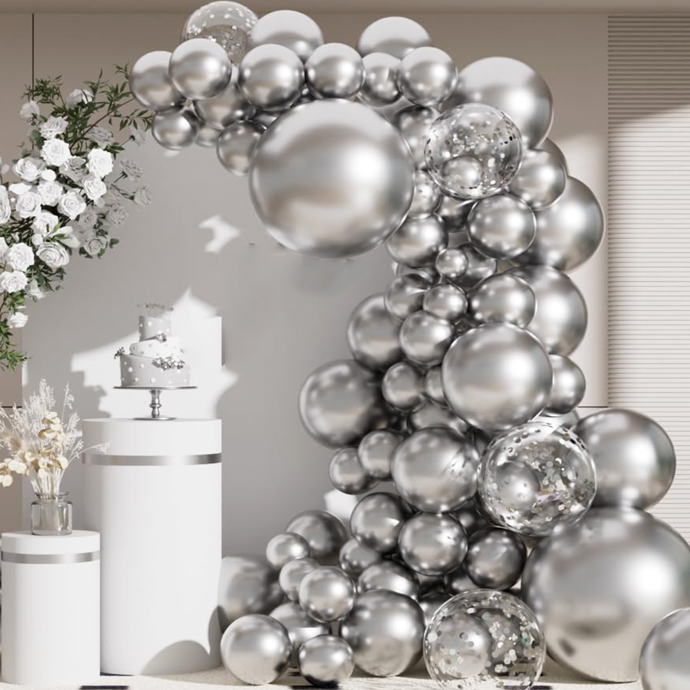 68Pcs Metallic Silver Balloons - đánh giá và giá Balloon Arch Kit