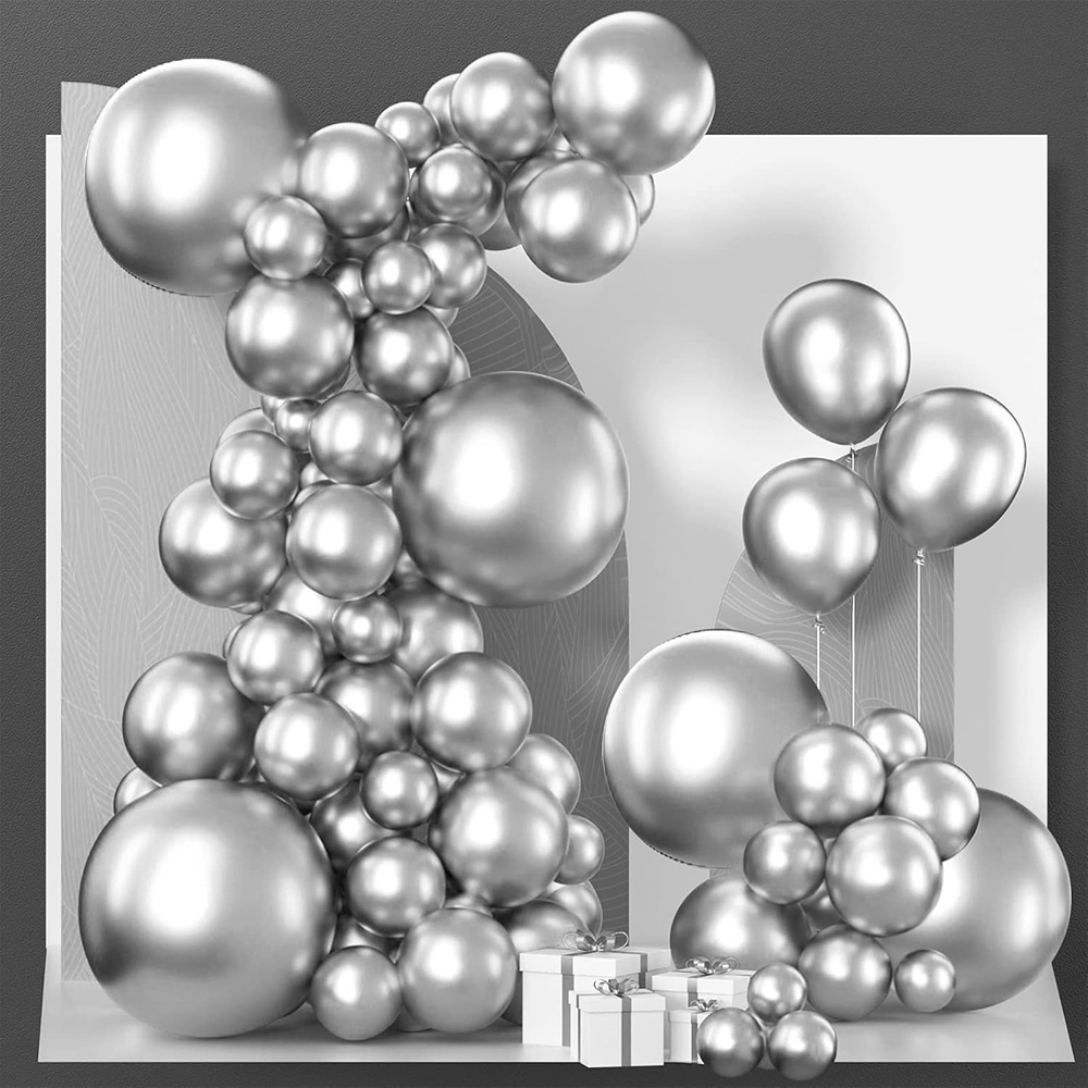 68Pcs Metallic Silver Balloons - đánh giá và giá Balloon Arch Kit