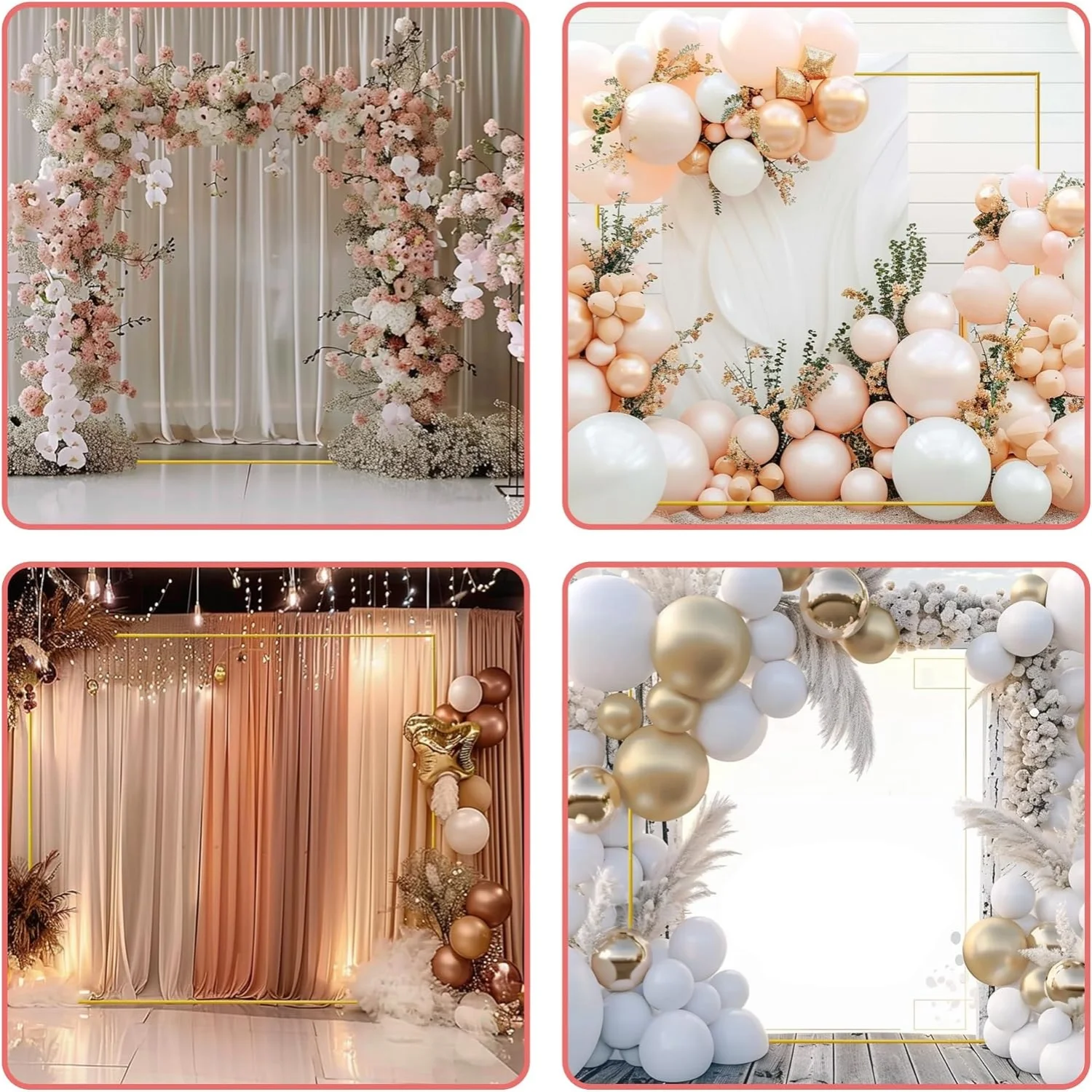 Gold Wedding Arches Square Bac - đánh giá và giá Balloon Arch Kit