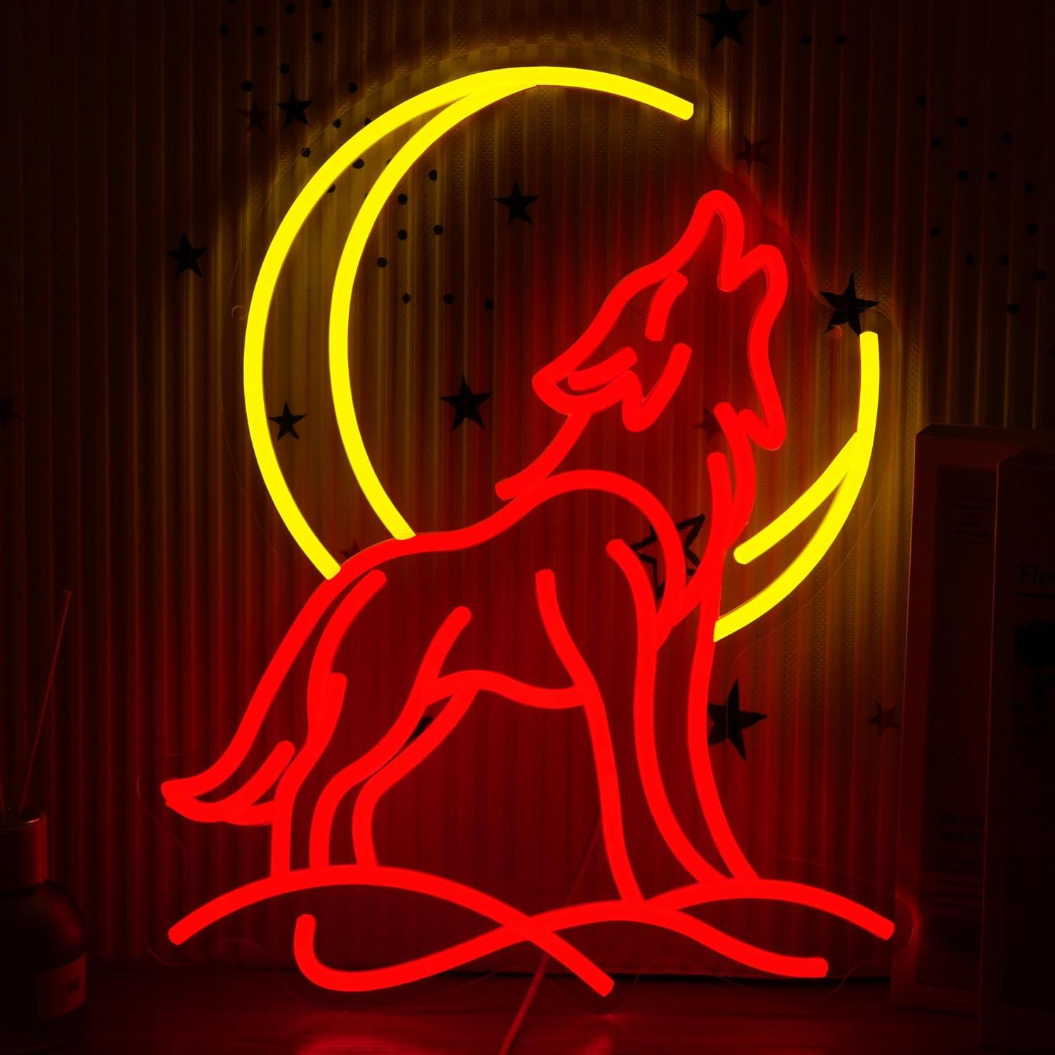 Howling Wolf Neon Sign Dimmabl - đánh giá và giá Neon Sign Party